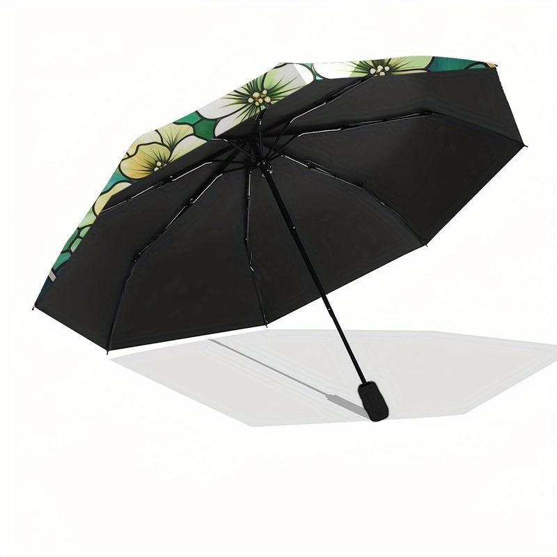 Stained Garden: A Vibrant Floral Window PanelUmbrella, Portable 3-Fold Compact Umbrella for Men & Women Gift