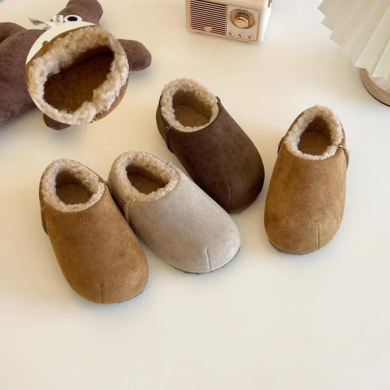 2024 Children Casual Warm Shoes for Girls Winter New Fashion Korean Style Soft Bottom Anti-slippery Versatile Chic Leather Shoes