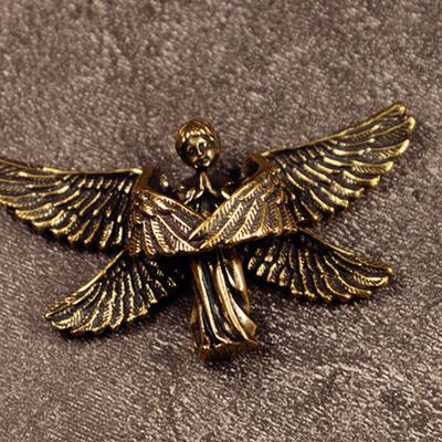 1 PC Six Winged Guardian Angel Blessing Ornament Desktop Statue Brass Seraphim Figurine Home Decoration Angel Little Statue