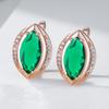Rose Gold Color Simple Drop Earrings For Women Fashion Rhombus Green Natural Zircon Vintage Wedding Jewelry