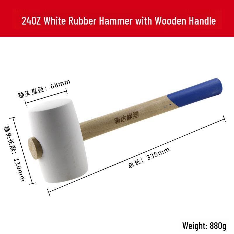 Tengda Solid Wood Handle Rubber Hammer for Tile Installation and Decoration