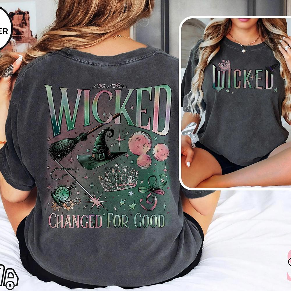 Vintage Wicked Movie 2 Sided Shirt Wizard of Oz Fan Gift Pop Culture Graphic Wicked Musical Tee Unisex Y2K TShirt Streetwear S