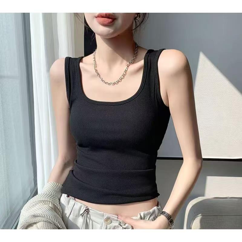 Women's Wide Shoulder Sleeveless Camisole: Spring/Summer Arrival with Big U Neck, Versatile Outerwear and Popular Douyin Style Vest