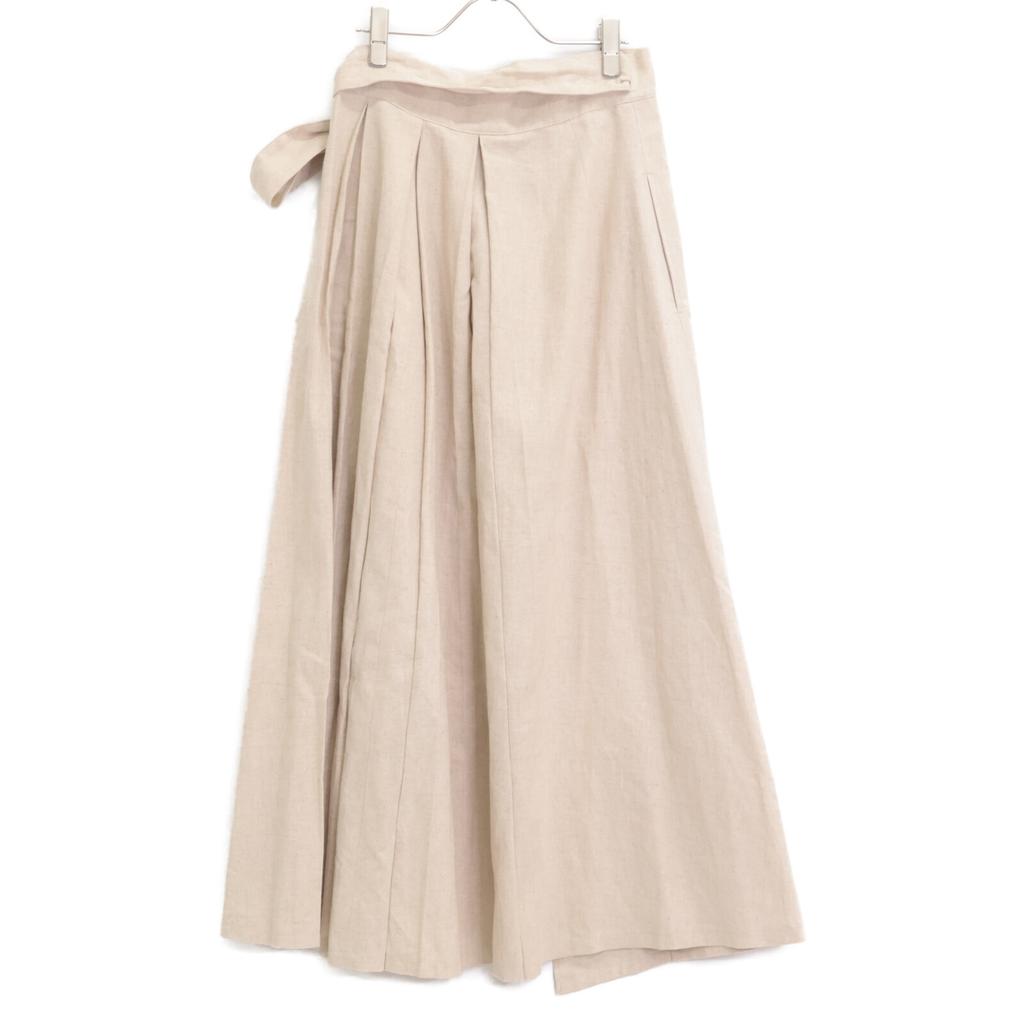 Foufou Light Beige Linen Pleated Long Skirt Skirt 1 Light beigeUsed