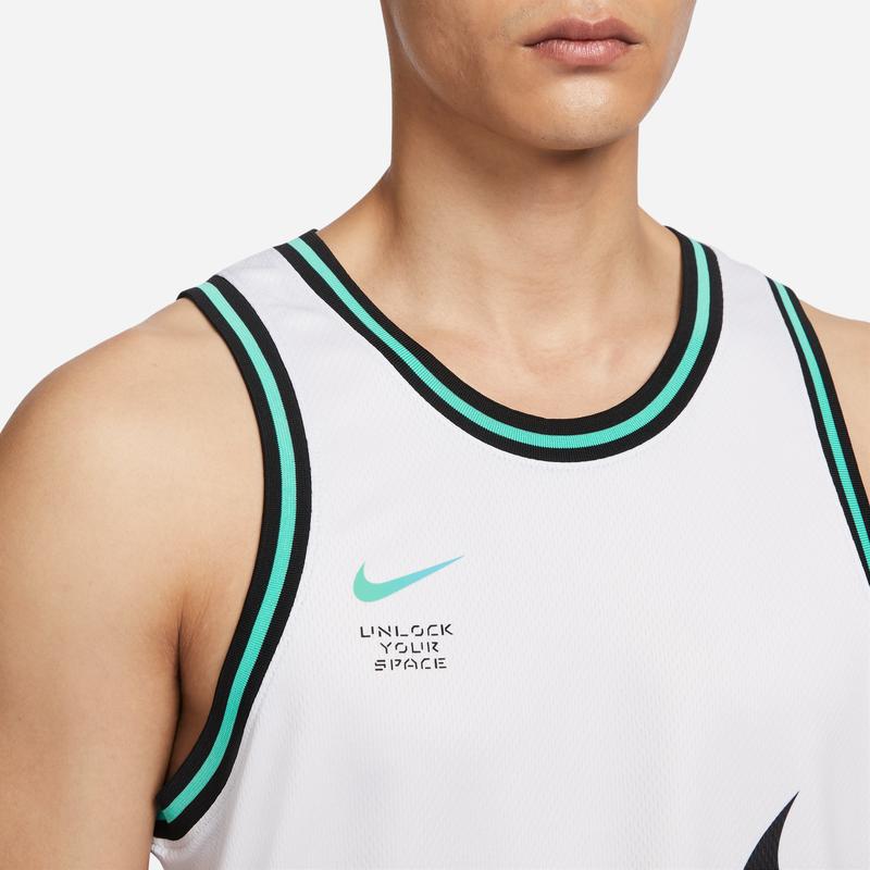 Nike SS23 Striped Colorblock Logo Print Quick-Dry Breathable Mesh Lightweight Comfortable Basketball Vest Men Tops White FJ7228-100