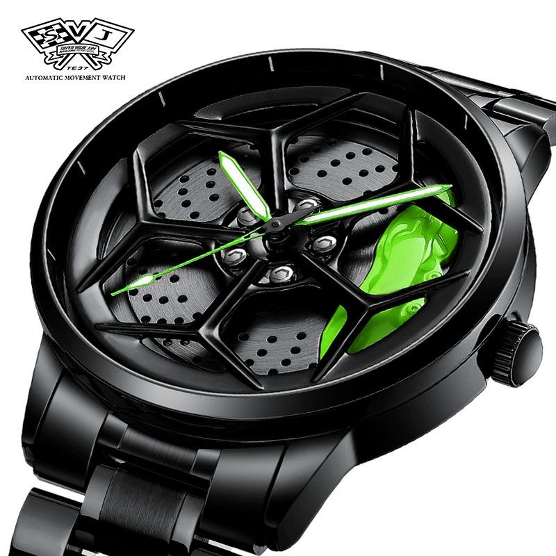 SVJ Multifunctional Men's Off-Road Waterproof Quartz Watch with 3D Hollow Design
