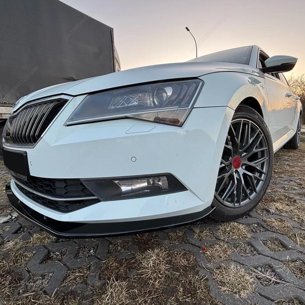 Front Bumper Lip Spoiler Splitter Diffuser For Skoda Superb B8 3V3 3V5 TSI TDI 2015-2019 Pre-Lci ABS Gloss Black Bodykits Tuning