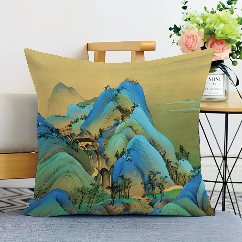 

Наволочка с принтом «Тысяча миль рек и гор» для спальни, гостиной, квадратная подушка, наволочка 40x40cm