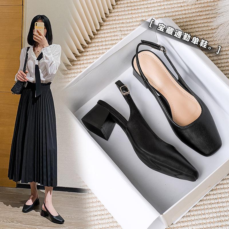 

Fashion OL shoes suqare toe japanned leather sandals women thick high heels summer shoes back strap green sandalias mujer big size 43 9.5 чёрный