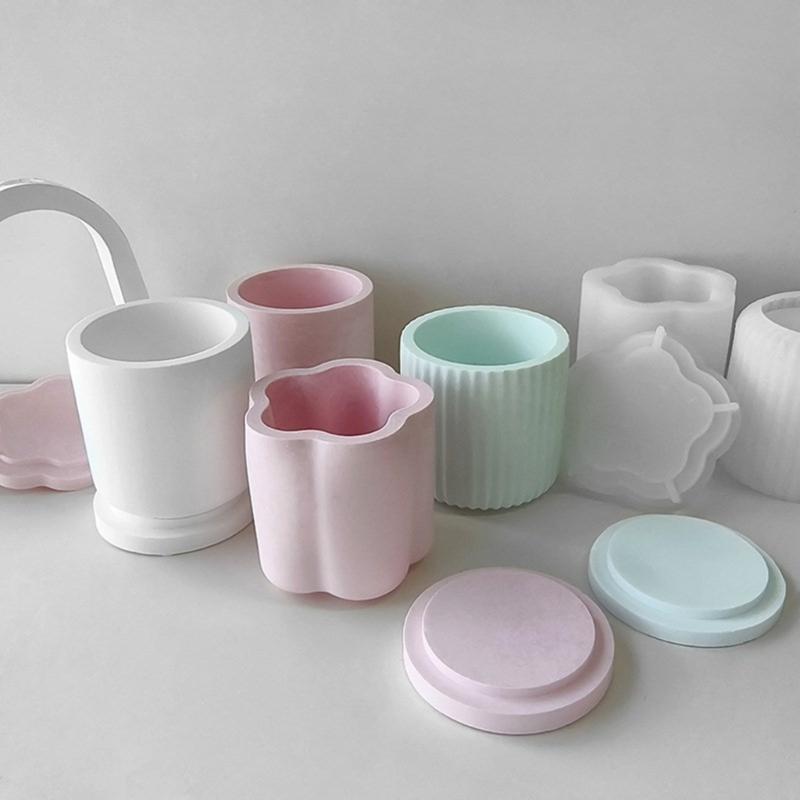 Silicone Candle Cup Molds 3pcs/set Resin Jar Storage Box Mould Exploy Casting Molds Ornament for  Hand-Making Crafts