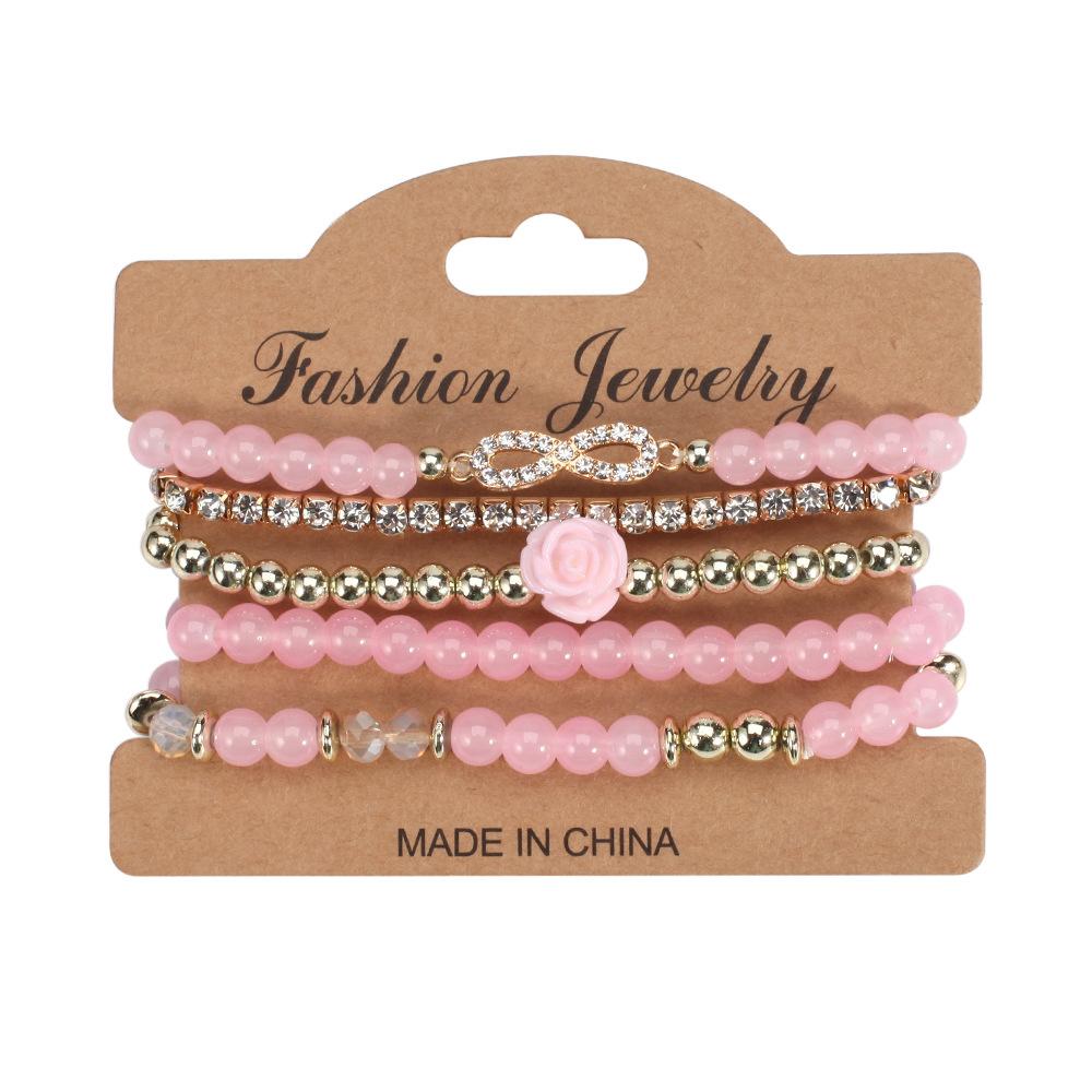 

JYL TS Bracelet Bohemian Valentine 520 Beads Strengthens Love HY-2828-4 pink кароліна синього кольору