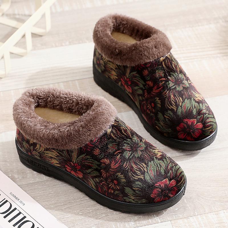 2025 Winter Women's Non-slip Soft Sole Suede Cotton Slippers for Mom