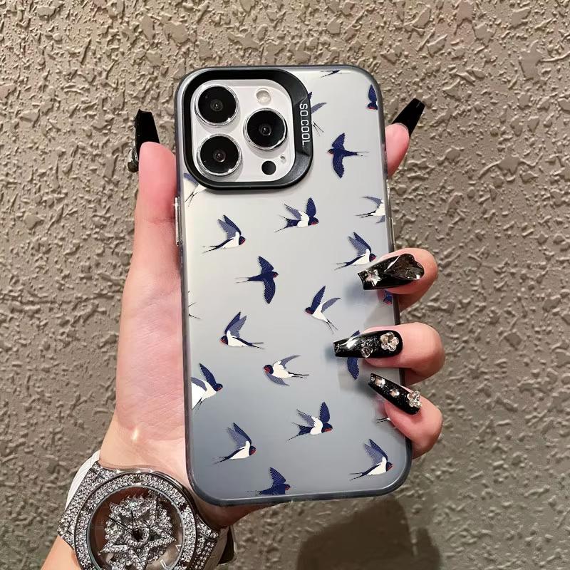 Elegant Flying Swallow Pattern Phone Case For iPhone 17 Pro Max 16 15 Pro 14 13 Mini 12 11 XR XS 17Air Plus Hard Matte Cover