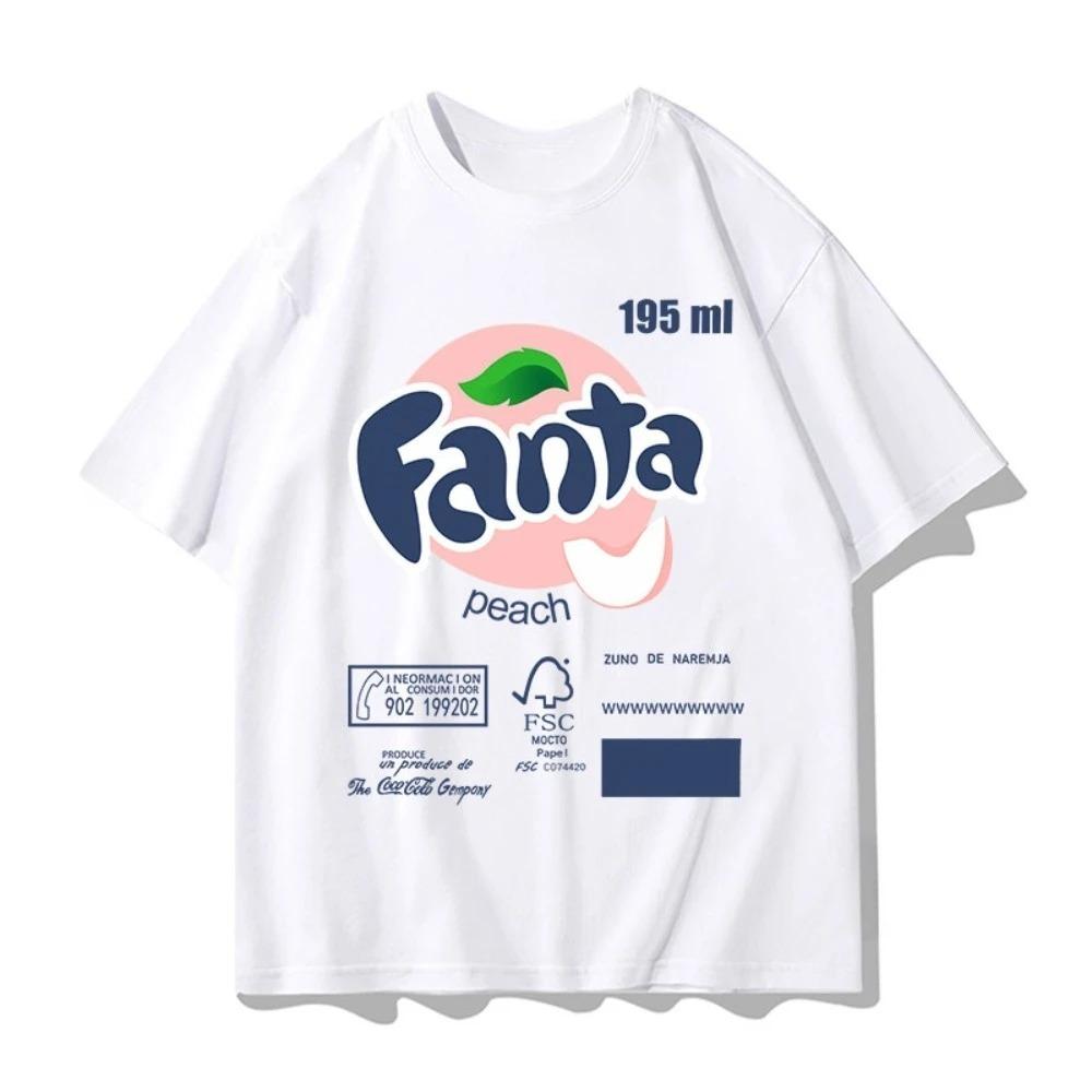 

2026 Summer Cotton Breathable Streetwear T-shirt Fanta Printed T-shirt Unisex Stylish Short-sleeved Round-neck Shirt XXXL