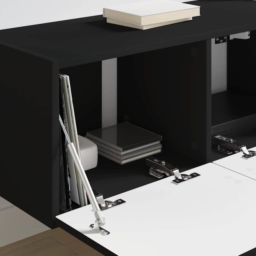TV Wall Cabinet 2 pcs Black 78.5 x 31 x 29.5 cm Engineered Wood