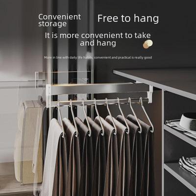 Top-Mounted Telescopic Pull-Out Trouser Rack with Stainless Steel Slide Rails