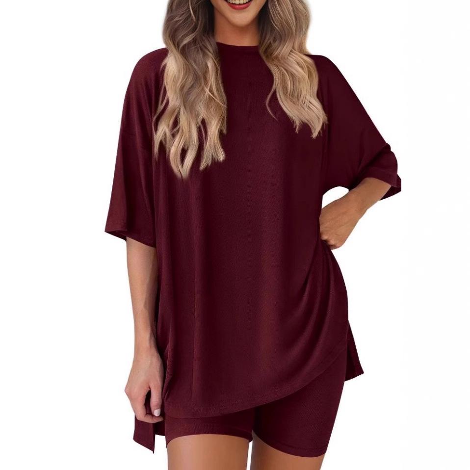 2025 Plus Size European and American Casual Loose Solid Color Set