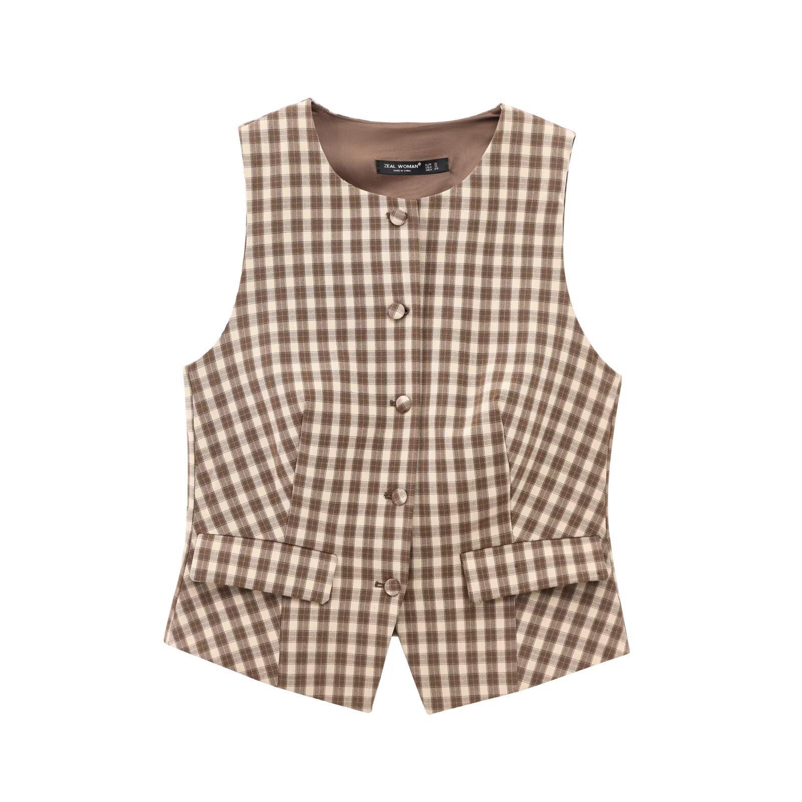 

Комплект из женского жилета без рукавов и брюк в стиле «американский ретро» XS