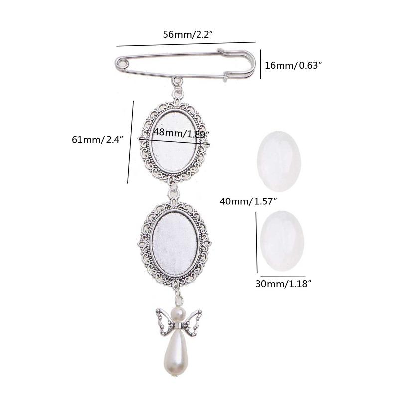 Broszka DIY Zawieszki Ślubne Podwójna Koronkowa Ramka Owalny Kaboszon Szklany Ramka na Zdjęcie z Wisiorkiem Nadaje się do Użycia w Rękodziele Świątecznym