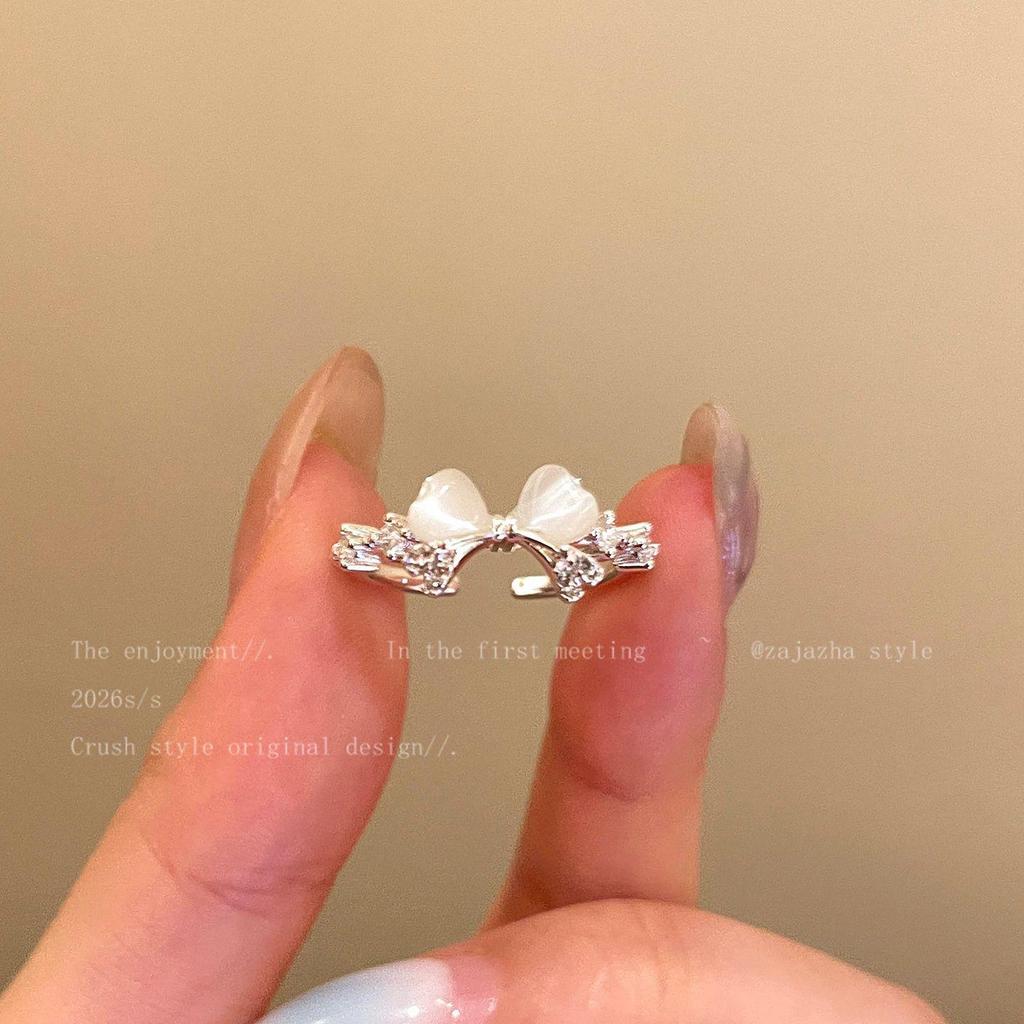 Stylish Silver Zircon Ring for Women - Light Luxury Open Design, Perfect for Index Finger