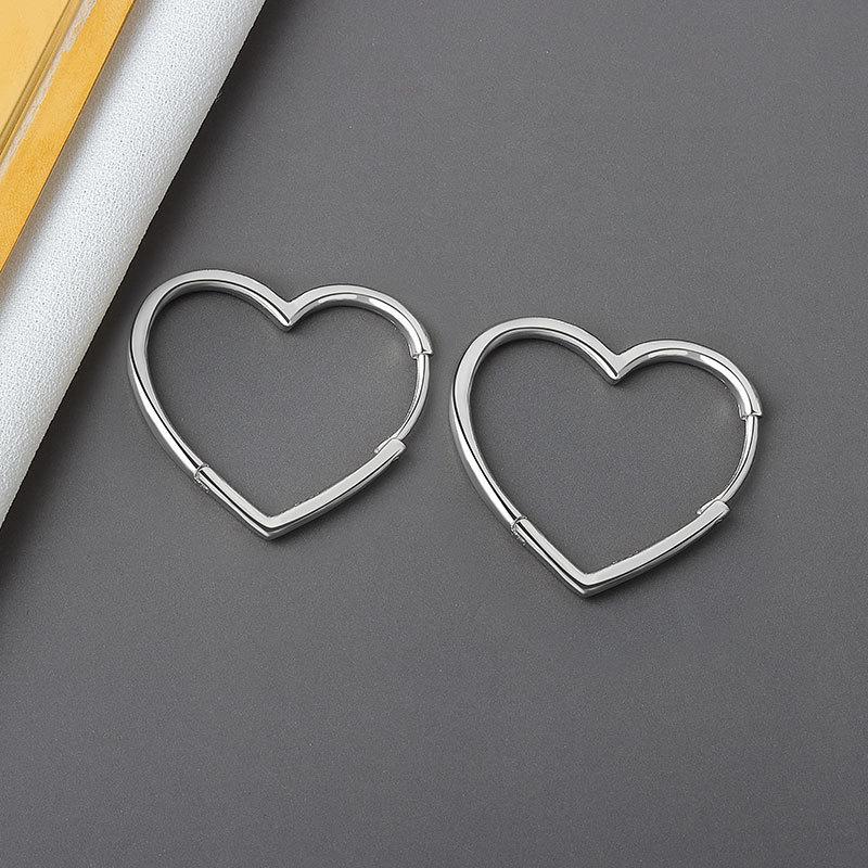 

925 Sterling Silver Earrings Charm Women Trendy Jewelry Vintage Simple Retro Party Accessories Gifts Heart Gold Earring чорний