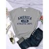 America 1776 Athletic Dept Letter T-Shirt Female Sport Casual Crop Top Cool Hip Hop Tee Shirt Soft Breathable T Shirt Women