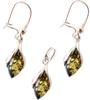 Silver Green Amber Set Earrings+Pendant Cert