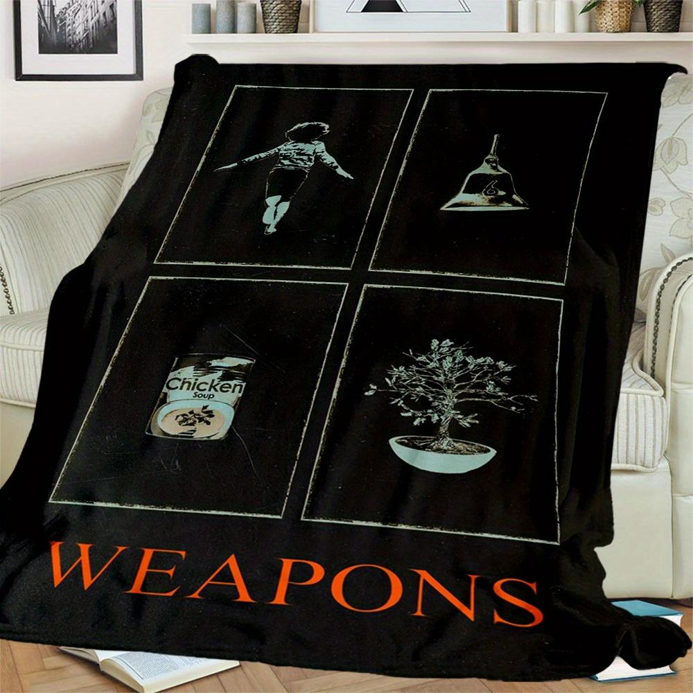 1Pc Weapons Print Flannel Blanket, High Quality Digital Printing, Comfortable for All Seasons, Home DecorGifts821005