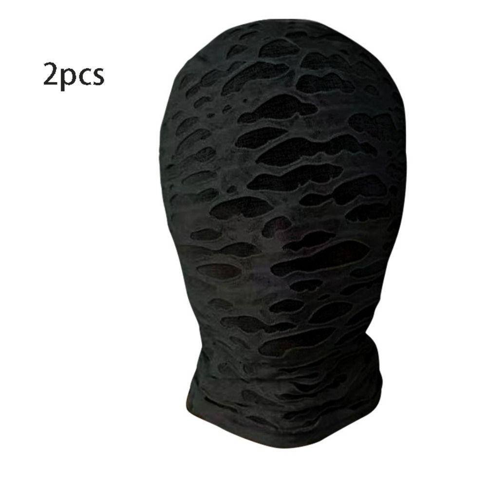 2pcs Black Cosplay Full Mask Breathable Cosplay Head Cover New Hood Cosplay Prop