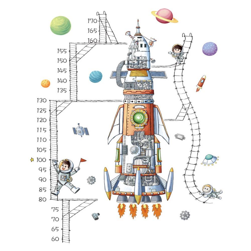 Cartoon Spaceship Astronaut Children s Height Ruler Self Adhesive Multicolor Height Measurement Stickers Wall Art