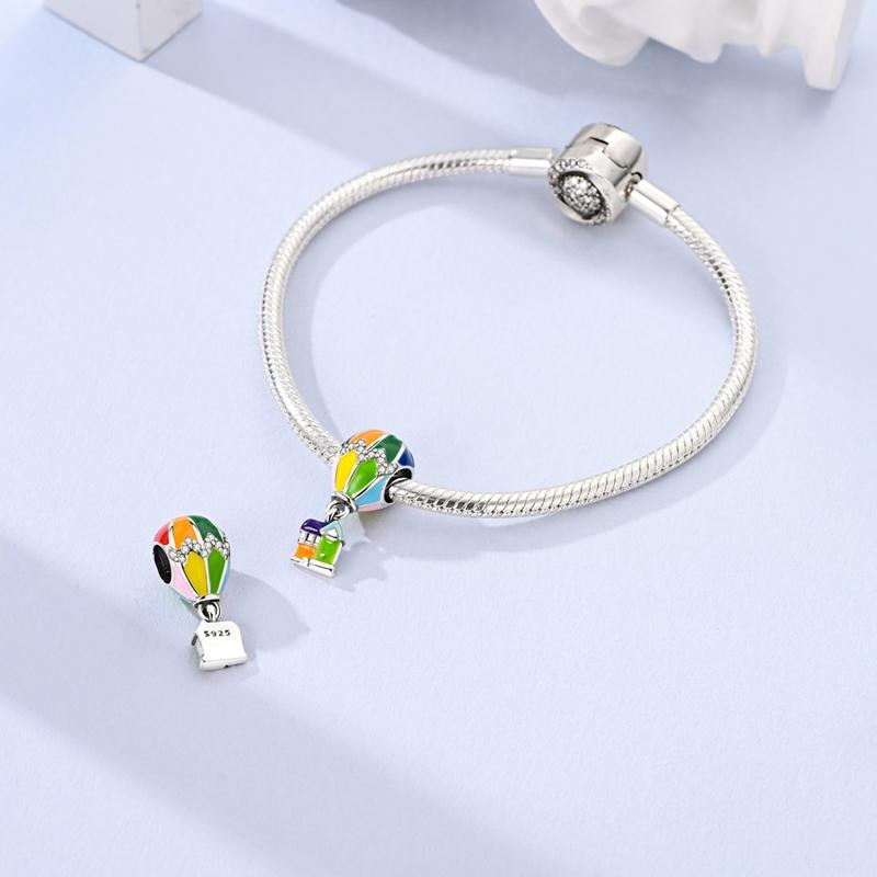 Original Charms Copper Colorful Balloons And House Beads Fit Charms Plata Bracelets For Women Jewelry Making Fine Gifts
