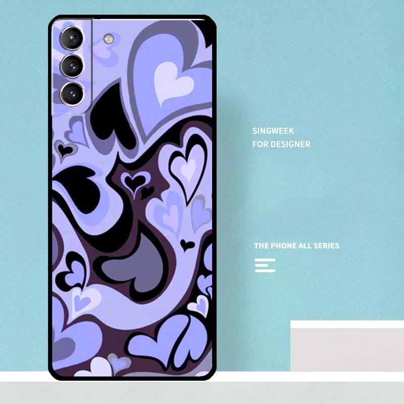 Brown Purple Hearts Swirl Pattern Case For Samsung Galaxy S25 Ultra S20 S21 S22 S23 S24 Ultra S9 S10 Plus S25 FE Phone Cover
