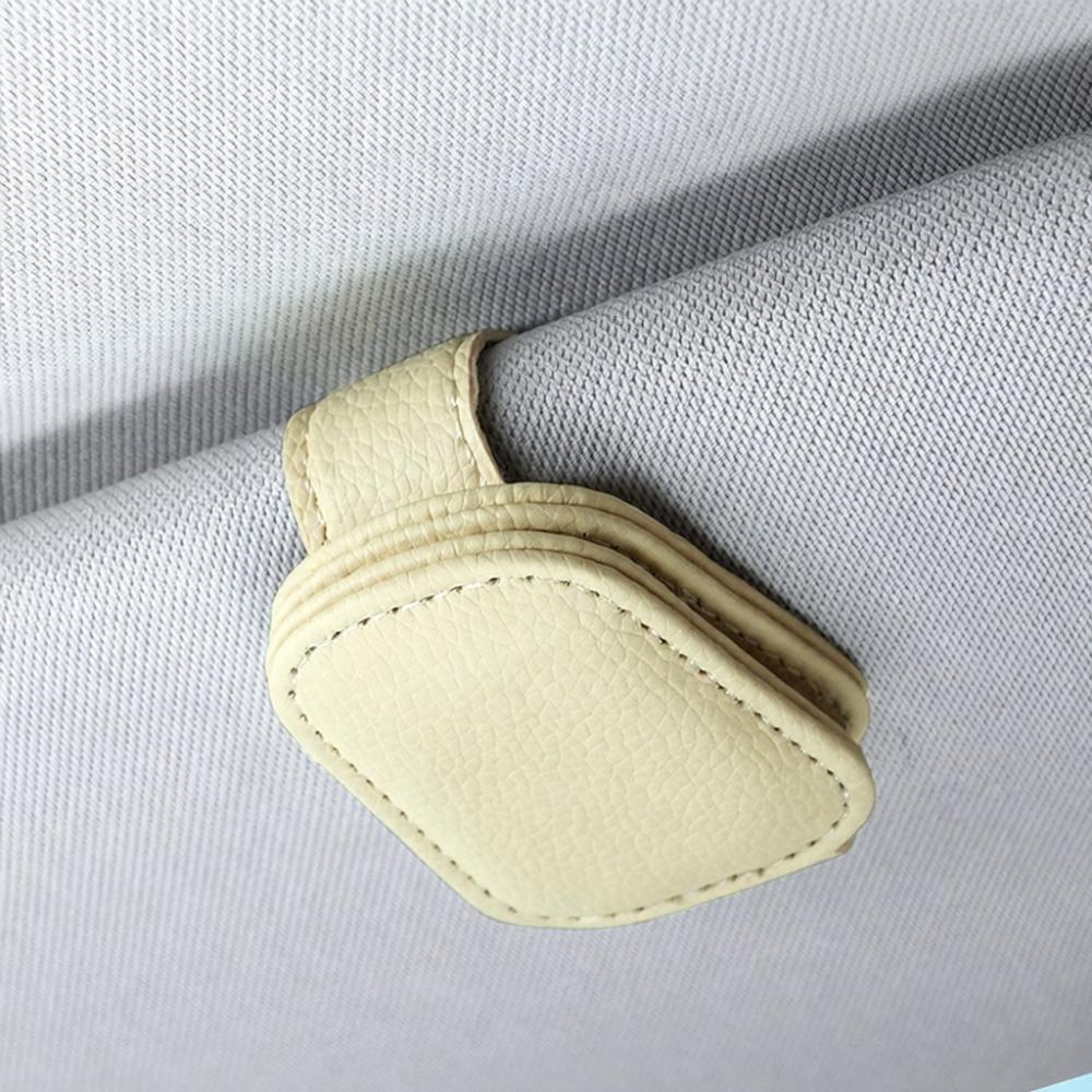 Durable Car Sun Visor Glasses Holder Clip PU Leather Sunglass Mount Organizer Interior Trim For Eyewear Cards Tickets