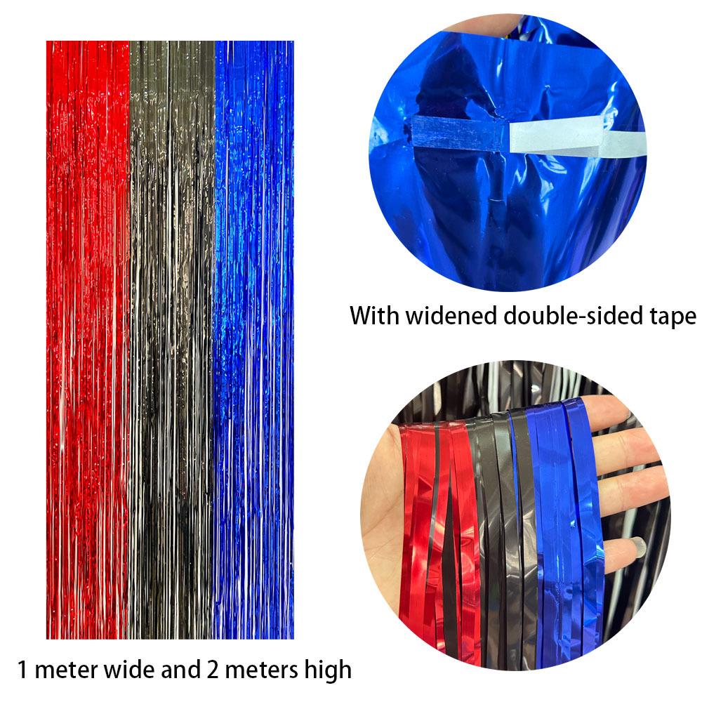 Color-Block Tinsel Curtain 1x2m - Festive Background for Christmas, Halloween, and Birthdays