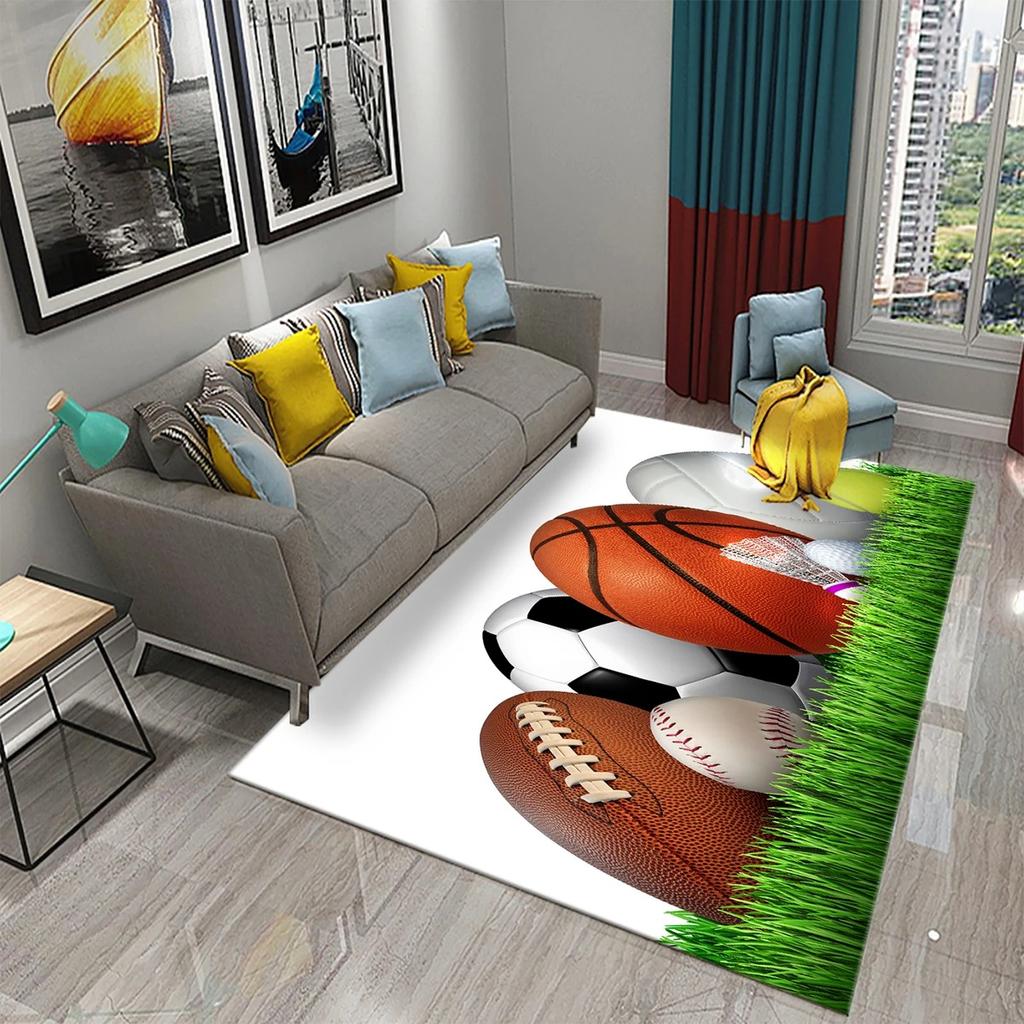 Basketball Pattern Carpet Teen Boys Playroom And Living Room Sofa Non-Slip Floor Decor