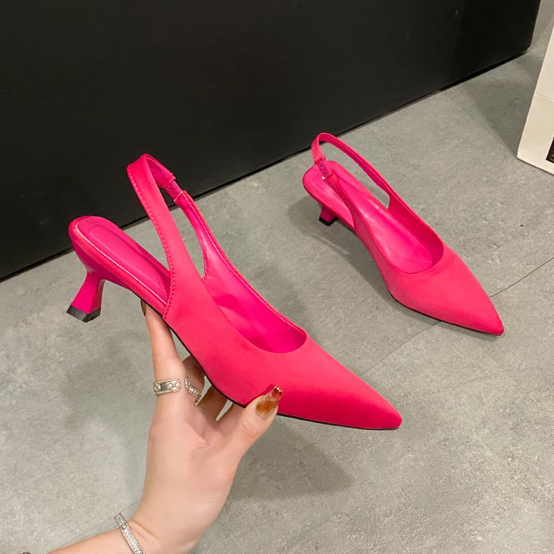 Fashion New Women Pointed Toe Heels Shoes Sandals Dress Party Fashion Summer Slippers New Walking Flip Flops Pumps Slides Zapatos Mujer