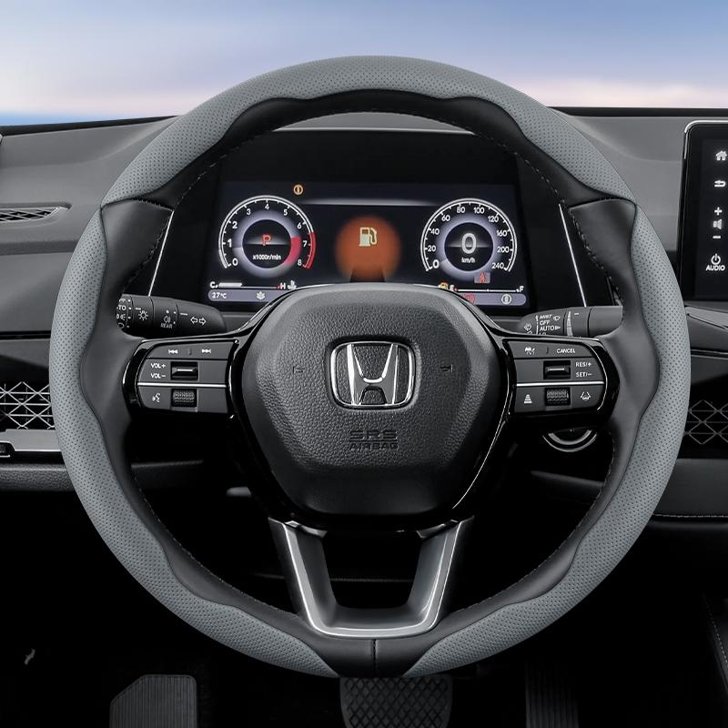 PLXI9 Suitable for Honda's Breathable Holes Leather Steering Wheel Cover Segmented Quick Release Design Non-Slip and Durable Civic Fit 8TAccord 9 10 