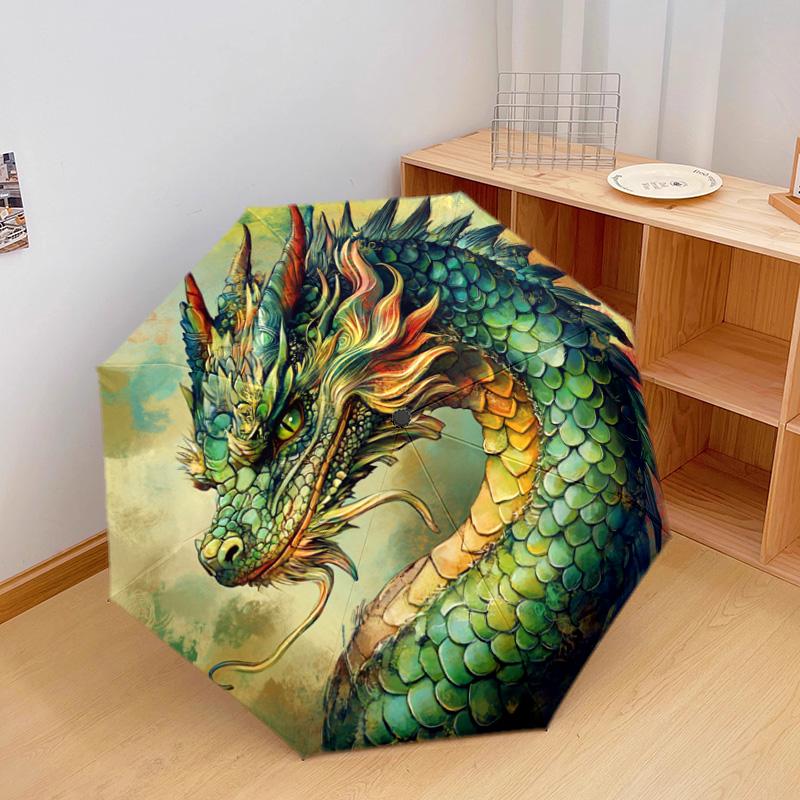 1 PC Automatic Folding Umbrella - Fantasy Dragon Pattern, Portable & Foldable Design with 8 Ribs, Christmas Birthday Gifts