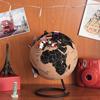 TRIPVEA® Globo terráqueo 24 cm vintage de corcho + 342 banderas adhesivas para clavar - Mapa del mundo decorativo tema viaje