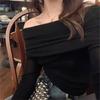 2025 New Korean Style One-Shoulder Slim Fit Long Sleeve Top for Women