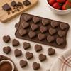 Silicone Chocolate Mold 15 Hearts Candy Mold Flexible Praline Jelly Dessert Mold Reusable 21x10.5cm Brown