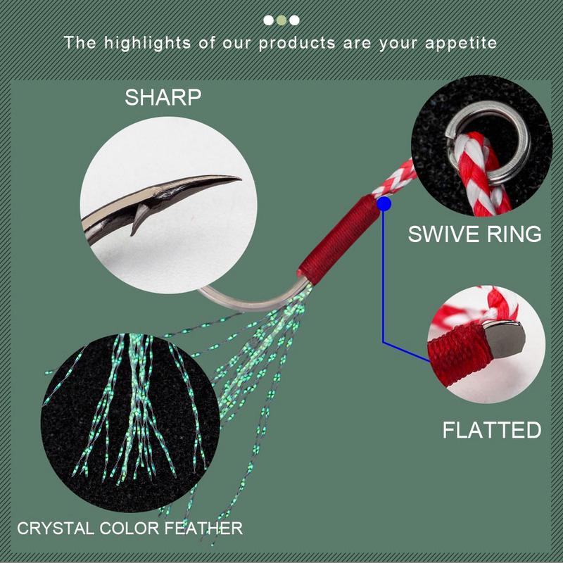 FTK High Carbon Steel Single/Double Jigging Assist Hooks Ringed Fishing Hook Sea Ocean Fishing Tackle