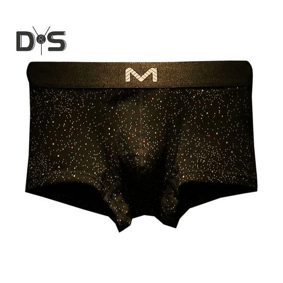 

Мужское нижнее белье-боксеры, широкий пояс, шорты со средней посадкой, трусики, звездное небо, точечный принт, 3D резка, быстросохнущее бесшовное нижнее белье XL чёрный