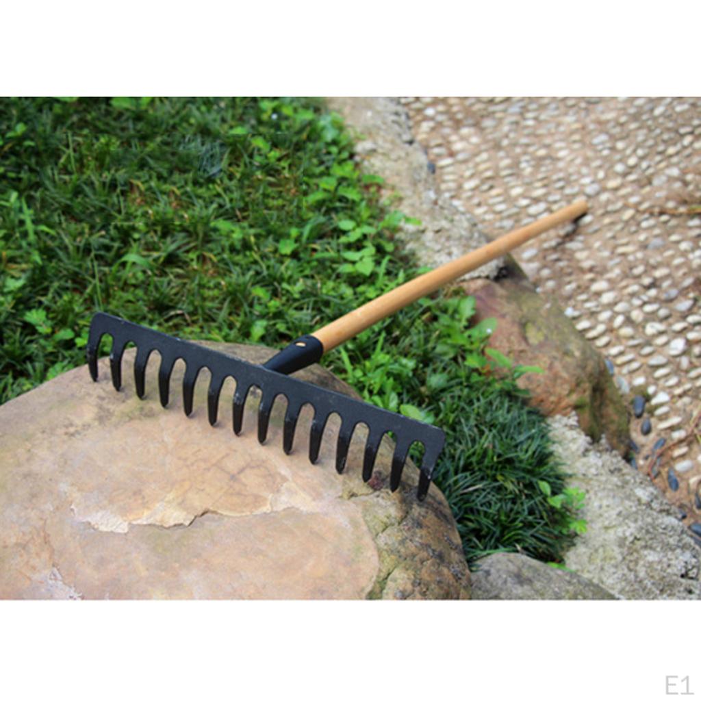 Rake 0cm Wide 14 Heavy Duty Steel Replacement Lawn Leaves Black