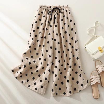 Loose Slim Cropped Pants Casual Pants for Women New Summer Thin Retro Polka Dot Loose Wide-leg Pants