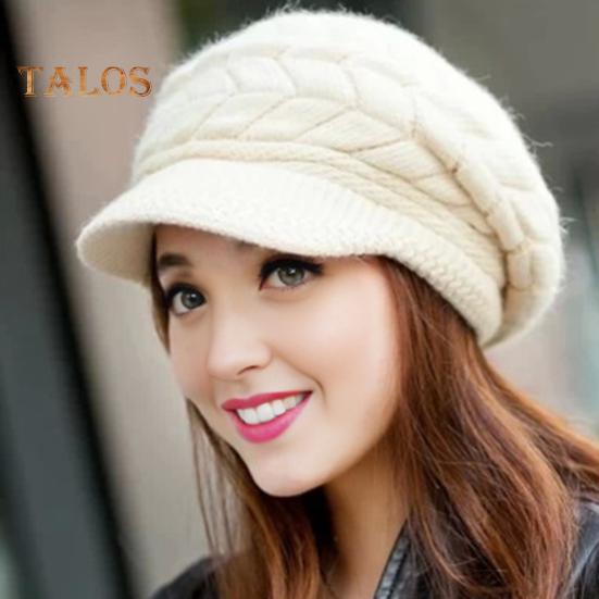 Kvinner vinterlue tykk plysj strikket kortbremte varmebevaring Vindtett hodeplagg Ensfarget Pendling Utendørs lue