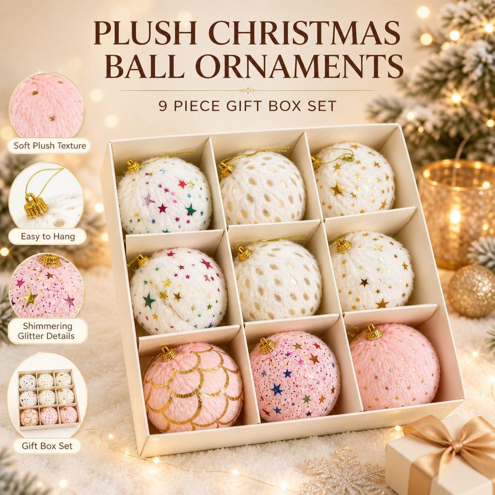 Gold Hanging Caps Christmas Ball Ornaments Soft Texture Hanging Ball Ornaments New Gift Box Set