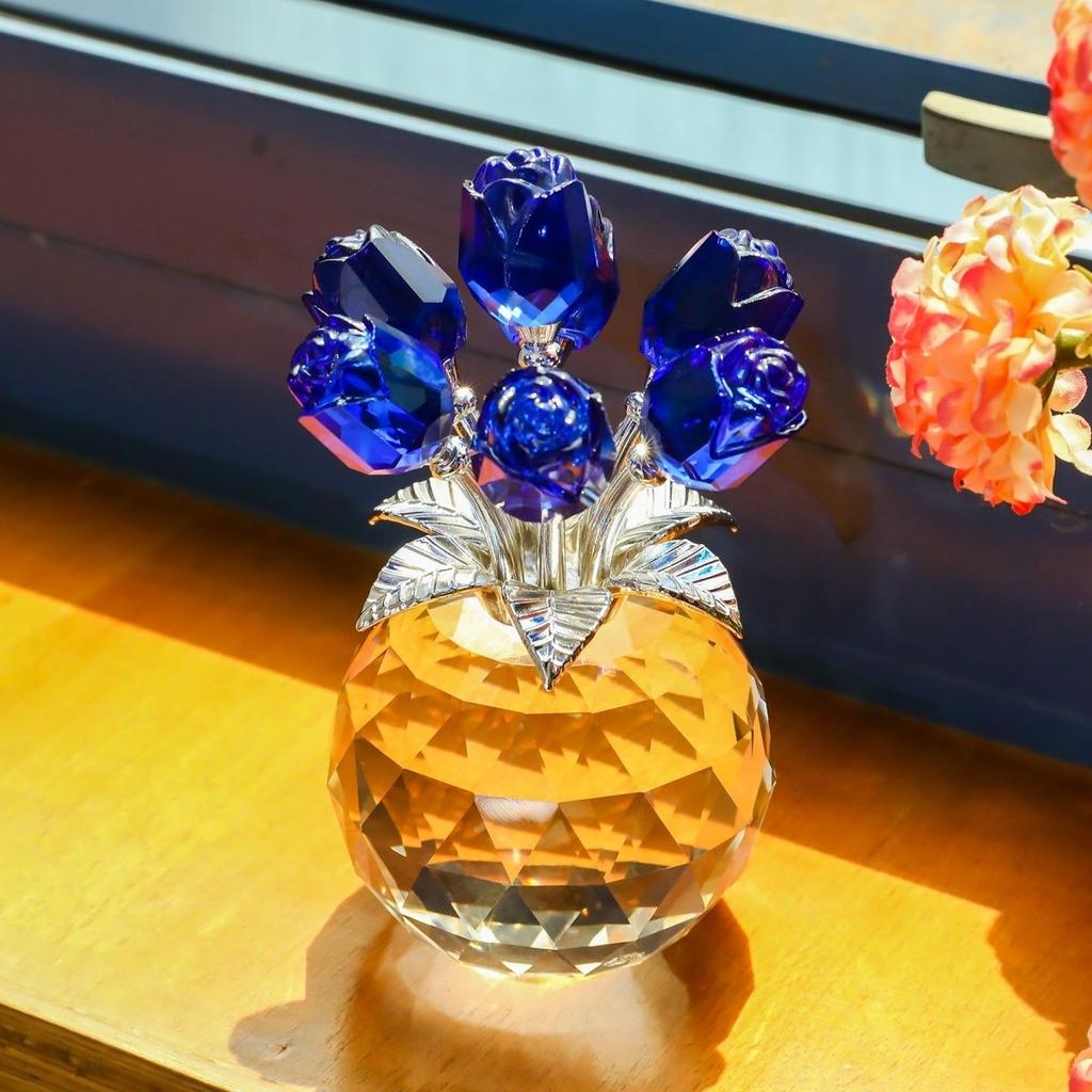 Eight Colors of Seven Rose Crystal Statues, As Wedding Decoration, Graduation Birthday Parties, Family Valentine's Day Gifts
