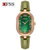 Oufanni Women's Vintage-Style Diamond-Inlaid Oval Mother-of-Pearl Watch - Waterproof Quartz with Light Luxury Appeal