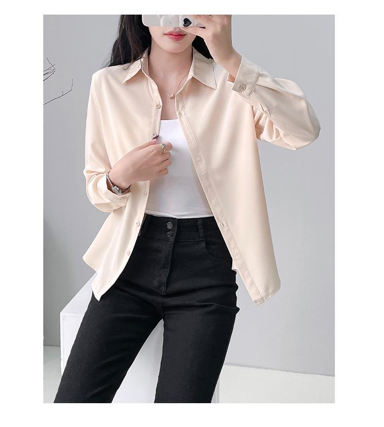 2025 Women's Korean Slimming Long Sleeve Shirt - Spring & Autumn Trendy Versatile Jacket-Style Top